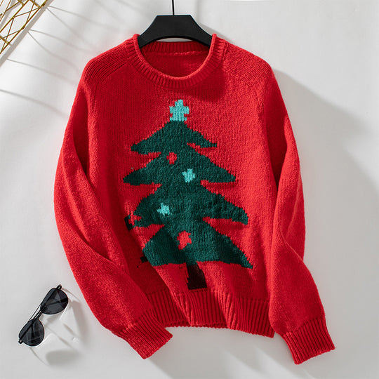 Damen Pullover mit festlichem Weihnachtsbaum-Motiv R&B
