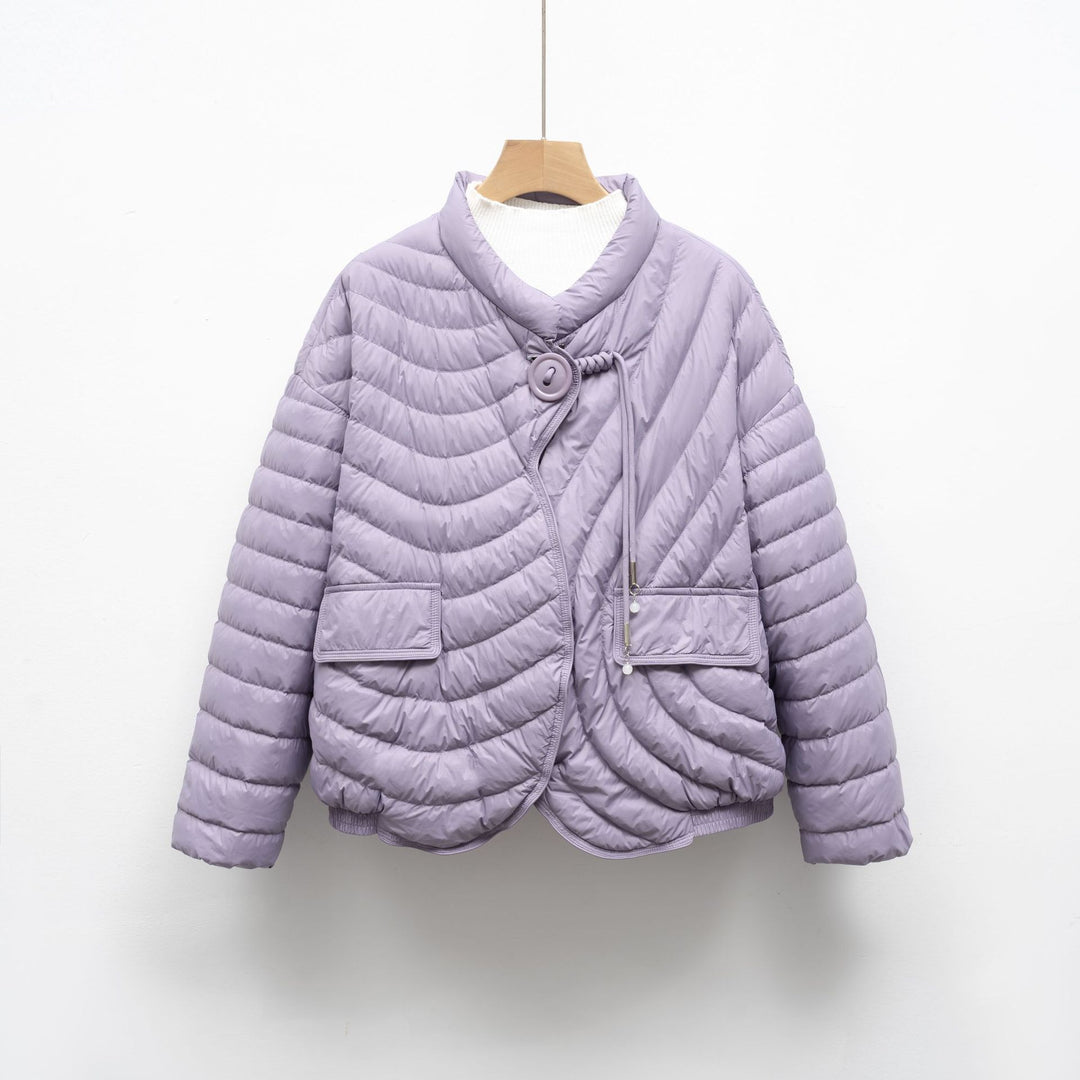 Damen modische Steppjacke mit asymmetrischem Schnitt und praktischen Taschen R&B