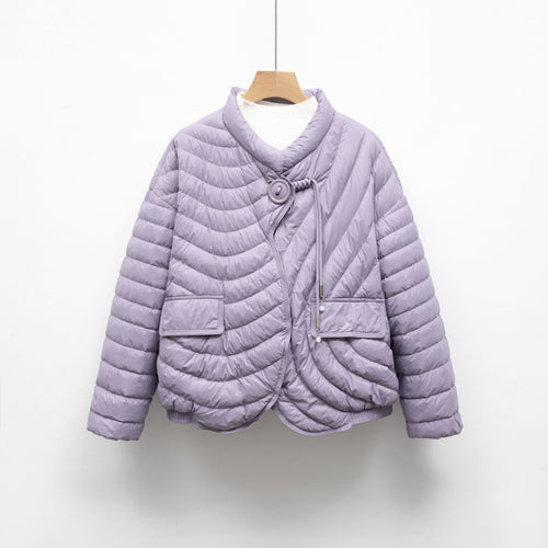 Damen modische Steppjacke mit asymmetrischem Schnitt und praktischen Taschen R&B