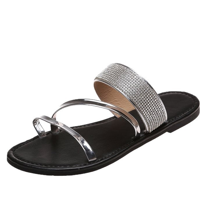 Damen elegante Glitzersandalen mit Schmuckdetails R&B