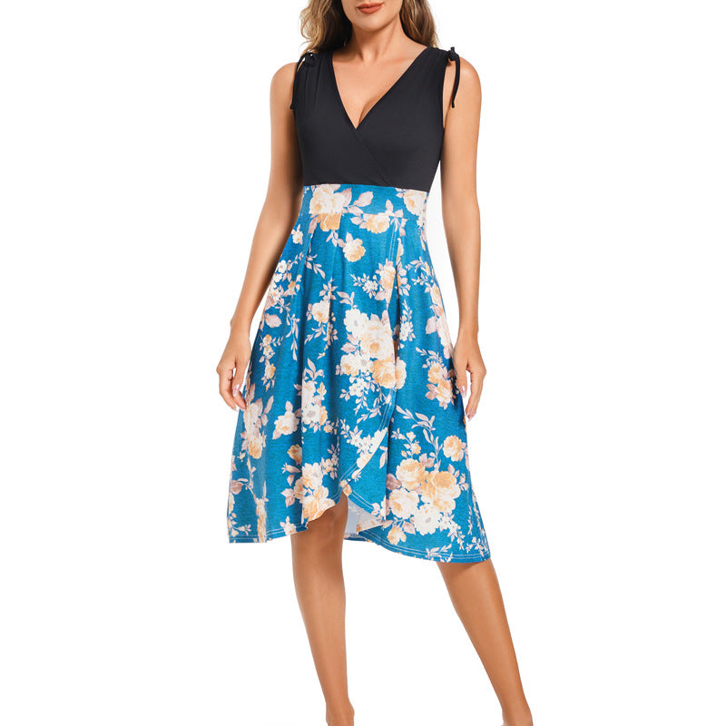 Damen Wickelkleid mit floralem Design und tiefem V-Ausschnitt R&B