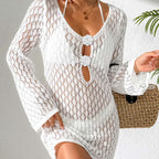 Damen Häkelstrandsarong mit Blütenverzierung R&B