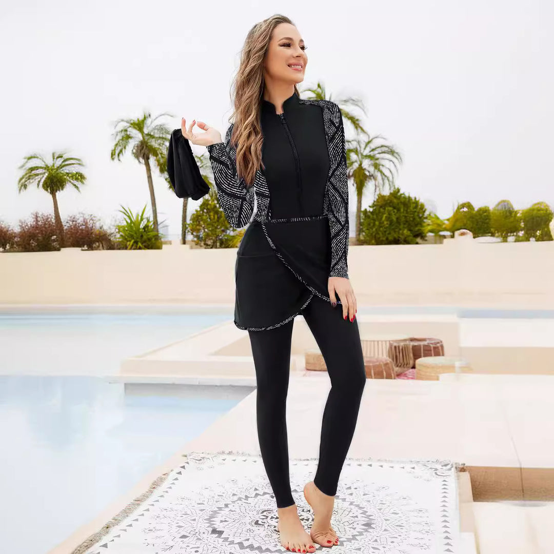 Damen Sportlicher Baderock mit hohem Kragen R&B