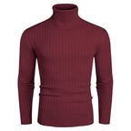 Herren Rollkragenpullover aus elastischem Strickmaterial mit feinem Rippendesign
