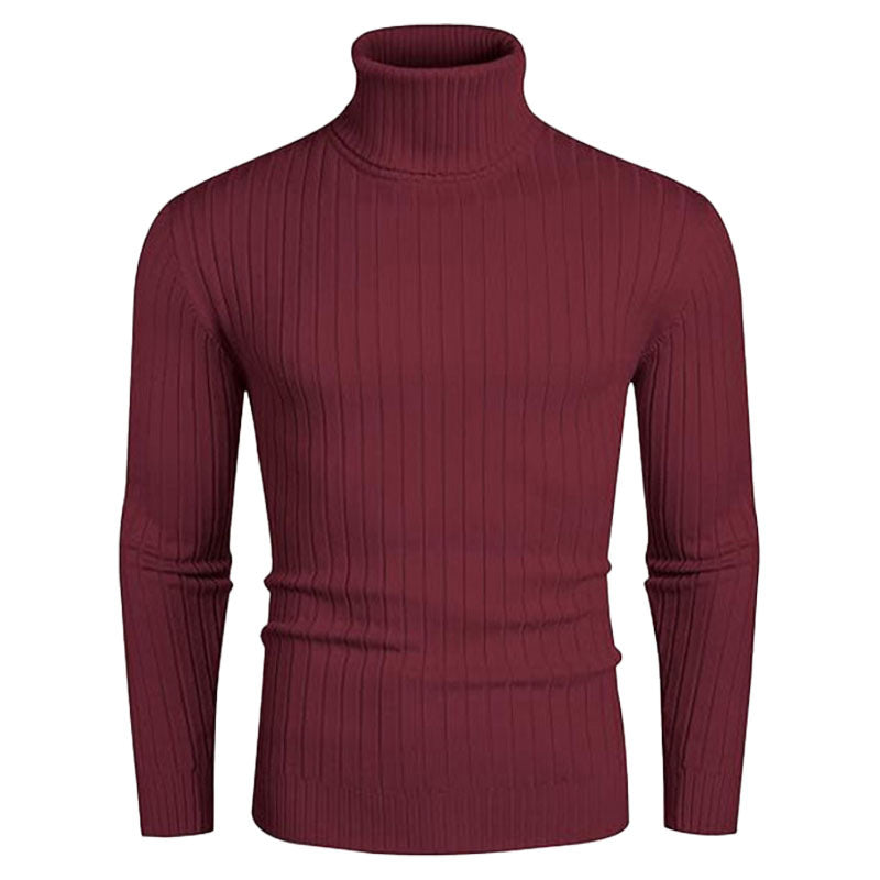 Herren Rollkragenpullover aus elastischem Strickmaterial mit feinem Rippendesign