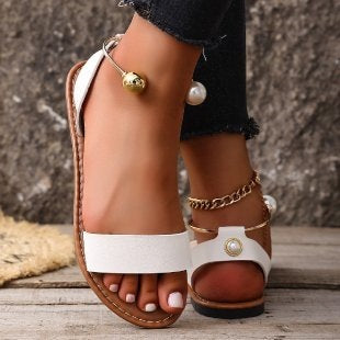 Damen Flache Sandalen mit modischem Schmuckdetail R&B