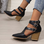 Damen elegante High-Top Stiefeletten mit verstellbarem Riemendesign R&B
