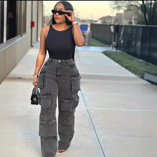 Damen Cargo-Hose mit praktischen Seitentaschen und lässigem Schnitt R&B