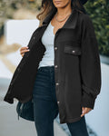 Damen Oversized Hemdjacke aus weichem Stoff mit praktischen Taschen R&B