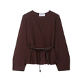 Damen Wickelbluse mit figurbetonendem Design und eleganten Taillenzug R&B