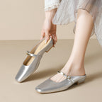 Damen Slingback Mules mit eleganter Schnallenakzent