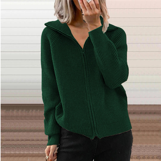 Damen Strickjacke mit Kapuze und strukturiertem Rippdesign R&B