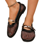 Damen Ballerinas mit Netzdesign und dekorativer Schnalle R&B