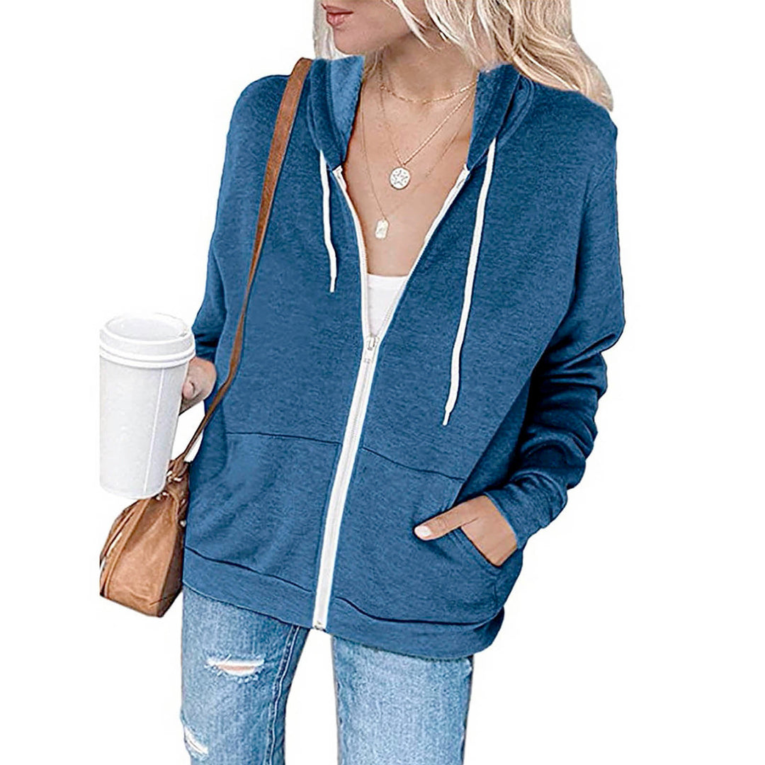 Damen lässige Kapuzenjacke mit durchgehendem Reißverschluss und praktischen Taschen R&B