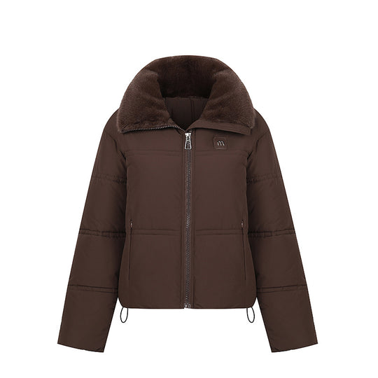 Damen Stylische gefütterte Winterjacke mit abnehmbarem Kragen R&B