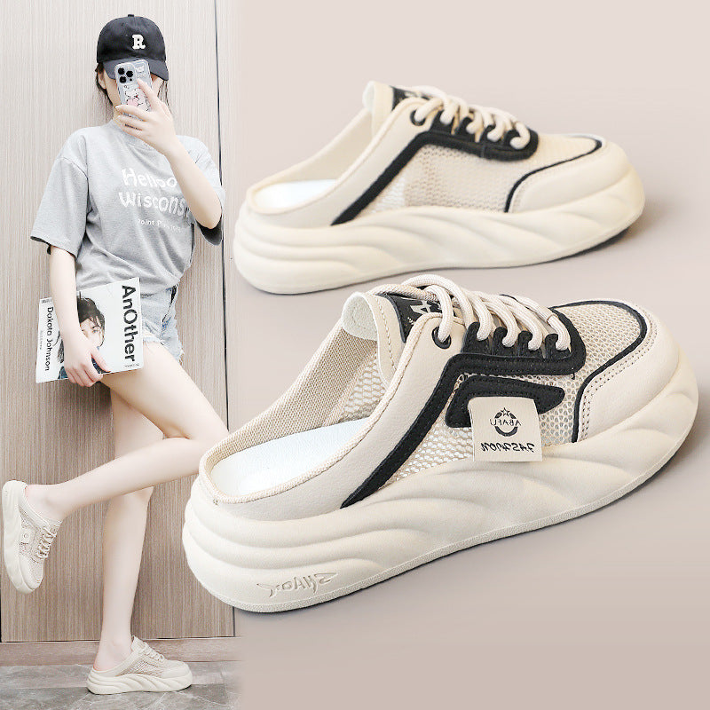 Damen Sneaker Mules mit atmungsaktiven Mesh-Obermaterial und bequemer Dämpfung R&B
