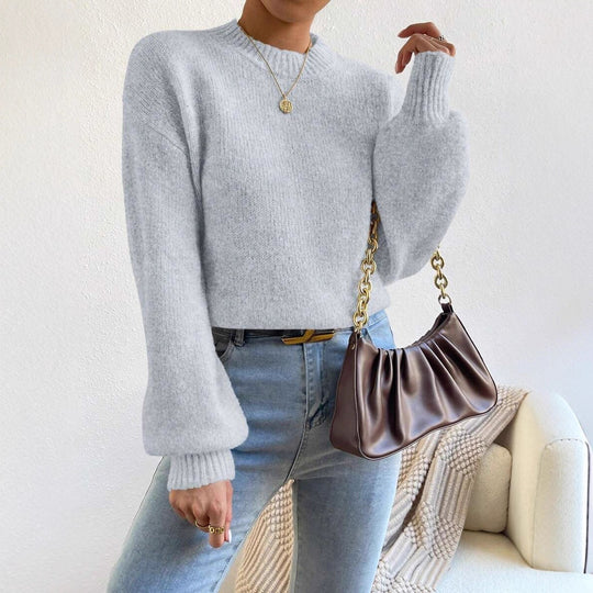 Damen Kuschelpullover mit weitem Schnitt und hochgeschlossenem Kragen R&B
