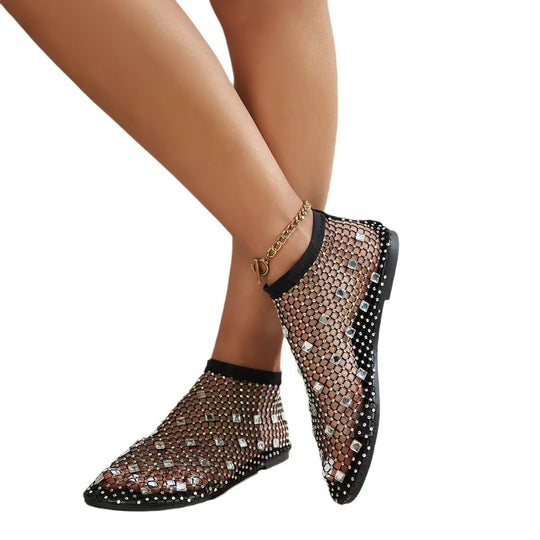 Damen elegante Strass-Ballerinas R&B