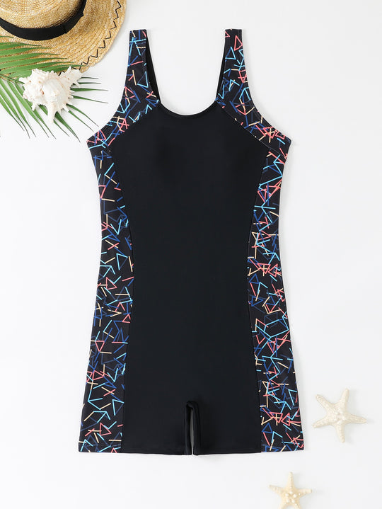 Damen Sportlicher Schwimmanzug mit grafischem Design R&B