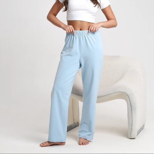 Damen lässiges Set mit cropped Oberteil und weiten Stoffhosen R&B