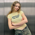 Damen Kurzes Statement T-Shirt mit Rundhalsausschnitt R&B