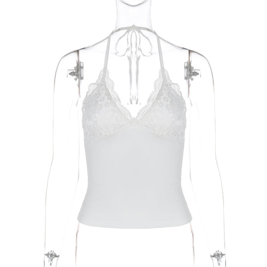 Damen Spitzen-Haltertop mit eleganten Raffungselementen R&B