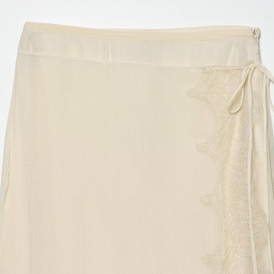Damen Midi-Rock mit zarter Spitze und asymmetrischem Saum R&B