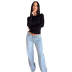 Damen figurbetontes Langarmshirt mit lässigem Schnitt und elastischem Material R&B