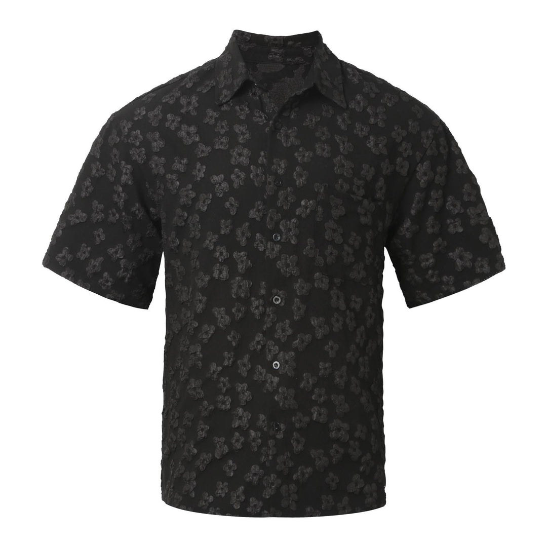 Herren Kurzarmhemd mit floralem Texturmuster R&B