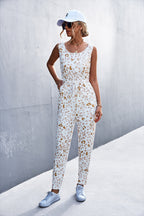 Damen lässiger Jumpsuit mit elegantem Leo-Design und praktischen Taschen R&B