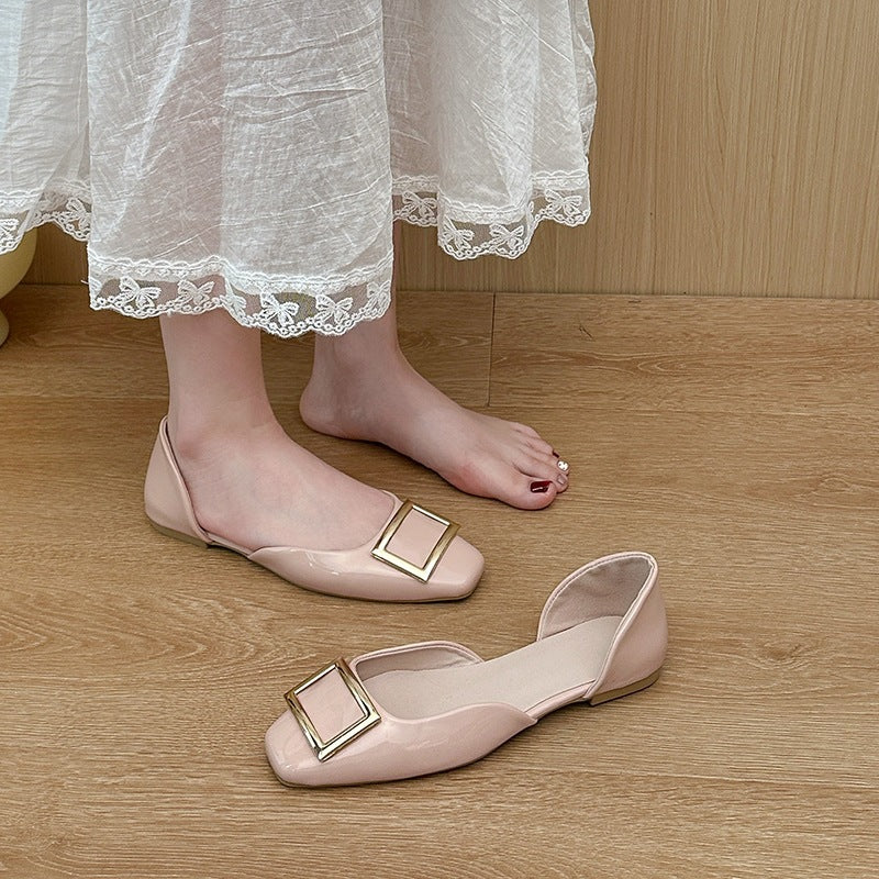 Damen elegante Slip-On Ballerinas mit goldenen Schnallen R&B