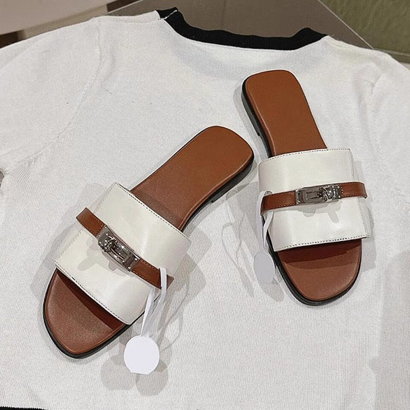 Damen elegante Slides mit luxuriöser Schnallenakzentgestaltung R&B