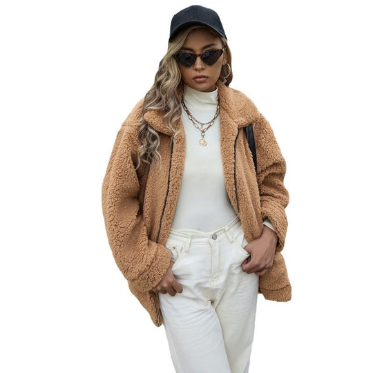 Damen Kuschelige Fleecejacke mit hohem Kragen und Reißverschluss R&B