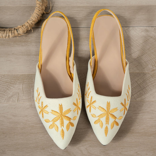 Damen Slingback-Ballerinas mit kunstvoller Stickerei und schickem spitzen Design R&B