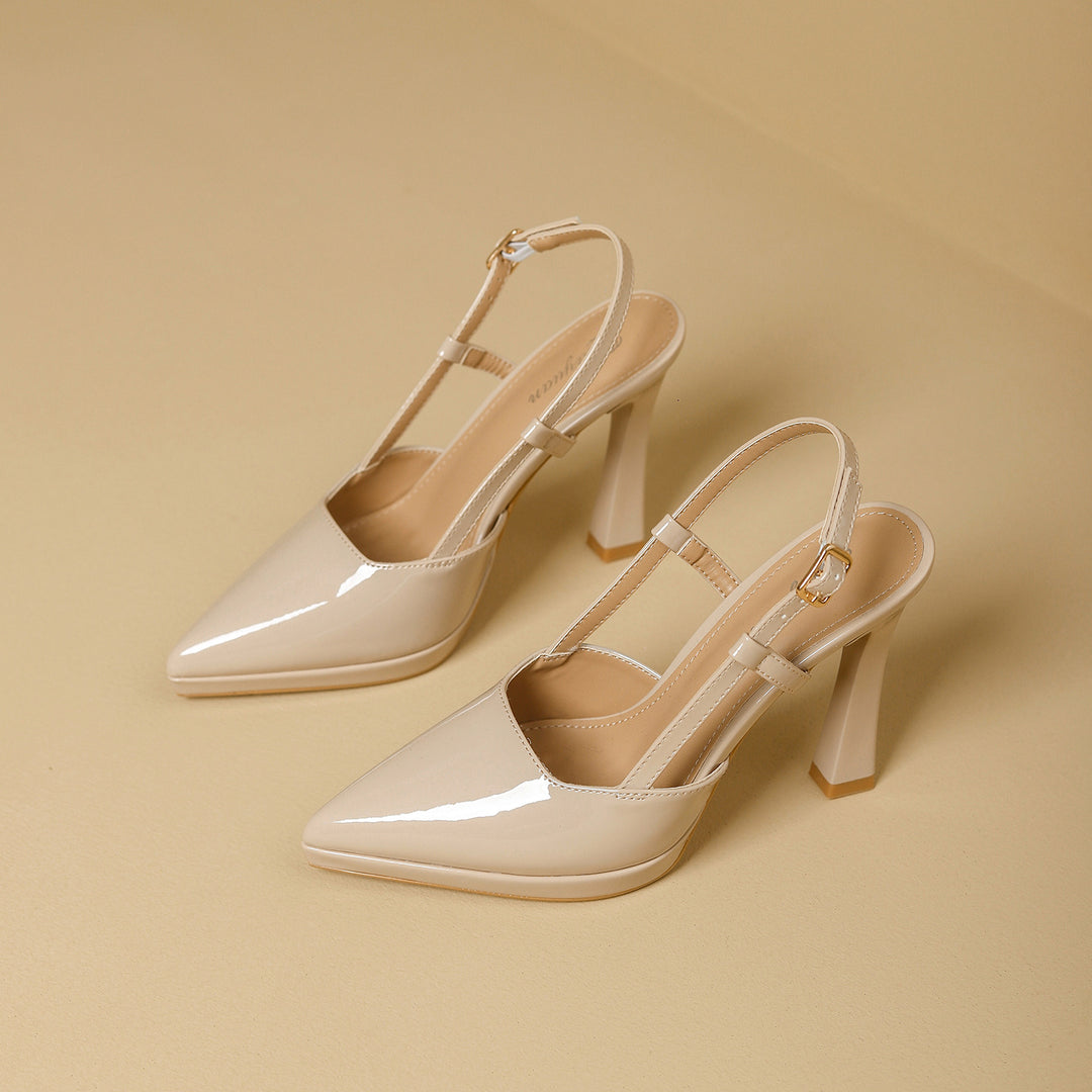 Damen Slingback-Pumps mit glanzvollem Design und elegantem Absatz R&B