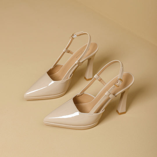Damen Slingback-Pumps mit glanzvollem Design und elegantem Absatz R&B
