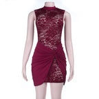 Damen Spitzen-Minikleid mit figurformendem Design und Raffungen R&B