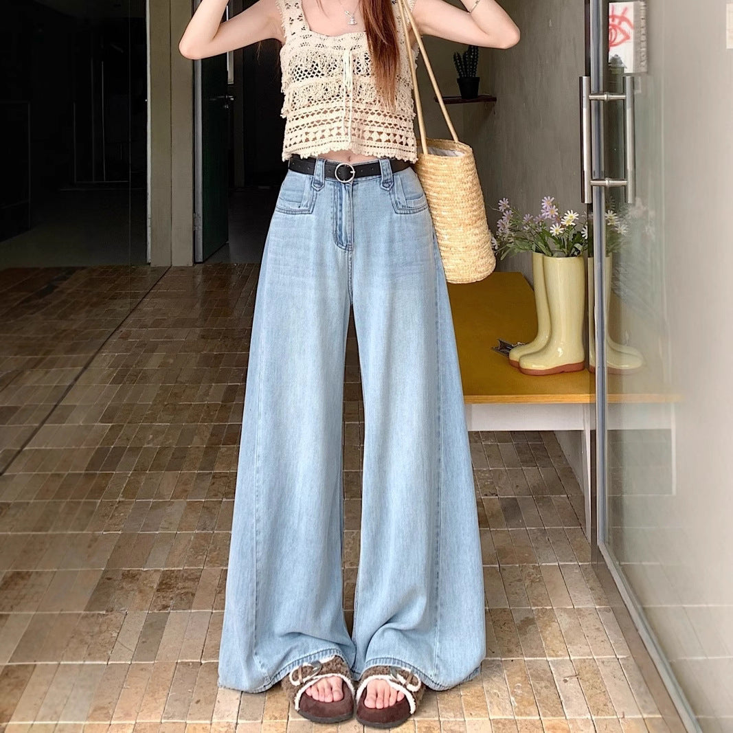 Damen Weit geschnittene Jeans mit hohem Bund und modernen Details R&B