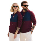 Herren modischer Kapuzenpullover mit strukturiertem GewR&Be und praktischen Knopfdetails R&B
