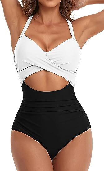 Damen Einteiliger Badeanzug mit elegantem Wickelschnitt R&B