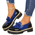 Damen Elegante Schnürschuhe mit hochglänzendem Obermaterial und modischem Kontrast