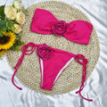 Damen Bandeau-Bikini mit floralem Akzent und verstellbaren Trägern R&B