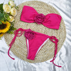 Damen Bandeau-Bikini mit floralem Akzent und verstellbaren Trägern R&B