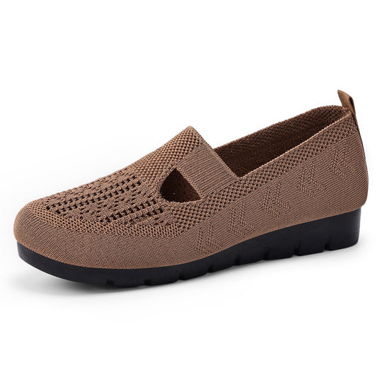 Damen Bequeme Slip-On Freizeitschuhe mit atmungsaktivem Strickdesign R&B
