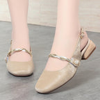 Damen Sling-Schuhe mit modischem Riemendesign und elegantem Blockabsatz