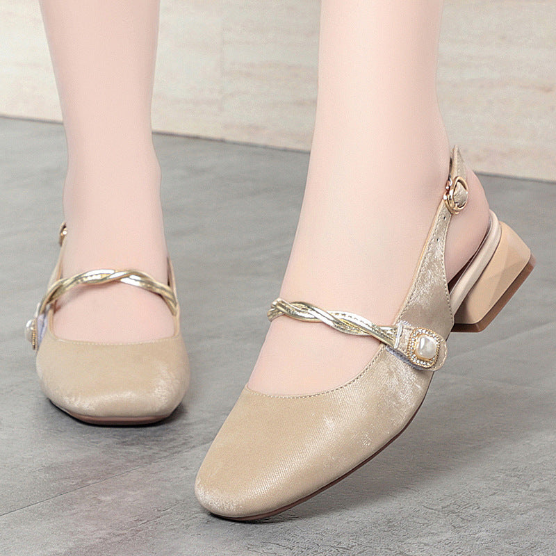 Damen Sling-Schuhe mit modischem Riemendesign und elegantem Blockabsatz