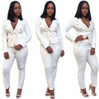 Damen elegantes Blazer-Outfit mit figurbetonten Hosen R&B