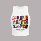 Damen Crop-Top mit kreativem Schriftzug und modernem Grafikdesign R&B