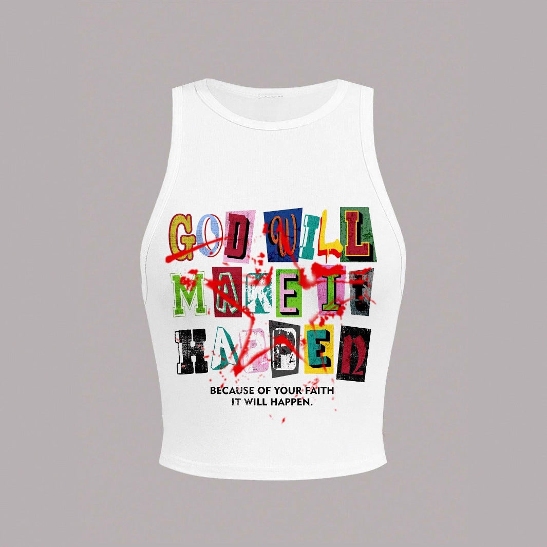 Damen Crop-Top mit kreativem Schriftzug und modernem Grafikdesign R&B