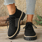 Damen Bequeme Sneaker mit atmungsaktivem Strickdesign und robustem Profil